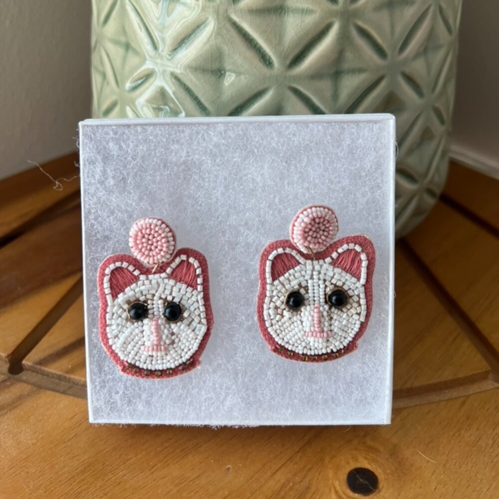 Beaded Cat Earrings
